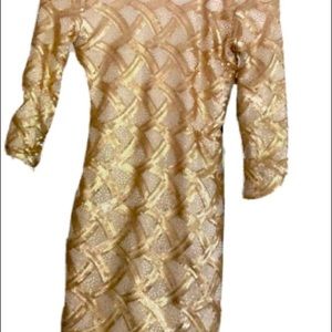 Sequin gold and ivory 3/4 sleeve dress for party!